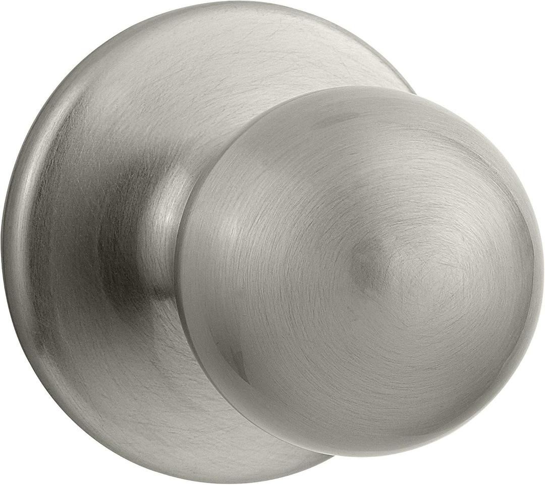 Kwikset Polo Interior Passage Door Knob, Handle For Closet and Hallway Doors, Non-Locking Doorknob in Satin Nickel, with Microban Protection