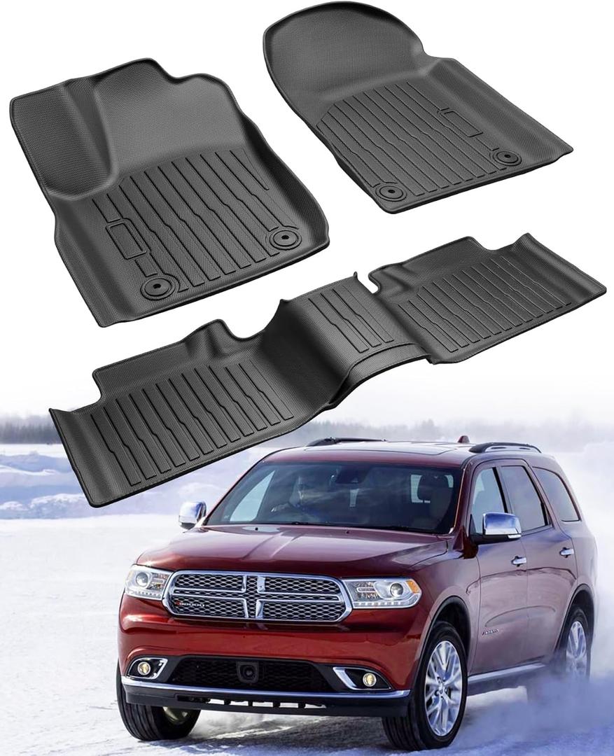 3 PCS for Dodge Durango Floor Mats 2011-2015,for Jeep Grand Cherokee Cargo Liners 2011-2015 All Weather Floor Liners Rubber Tech Car Accessories