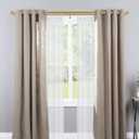 Double Drapery Curtain Rods, 72-144” Telescoping Curtain Rod with 1inch large rod and 5/8inch small rod, Modern Round Style Finials, Warm Gold