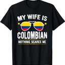 Funny My Wife is Colombian, Proud Husband Colombia Heritage T-Shirt, Black, L