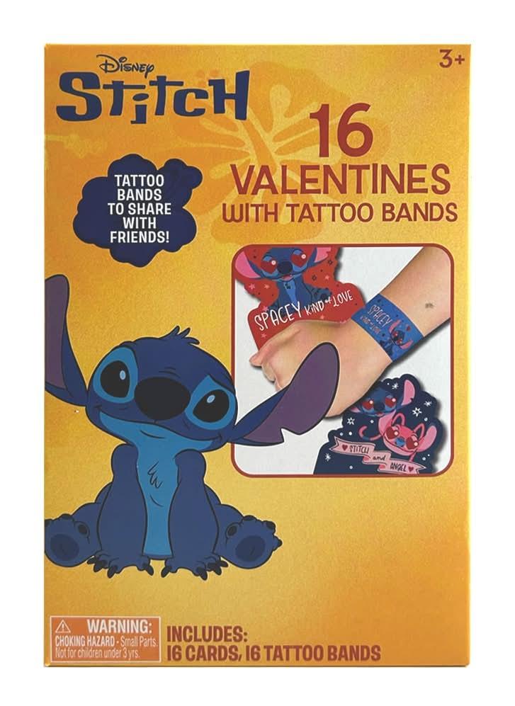 Disney Stitch Valentines With Tattoo Arm Bands 3+ Years
 2 Pack