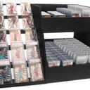 5-Tier Trading Card Display,Large Capacity Card Display Stand with 8-Row Storage & 8 Stoppers + Dividers,Wooden Graded Card Display Holds 200+ PSA BGS SGC Slabs for Sports Card and Game Card Collection