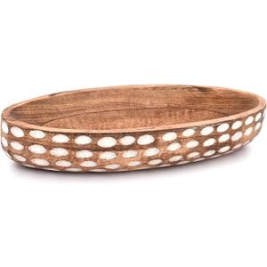 Mango Wood Decorative Bowl for Table Centerpiece Dining Living Room Home Kitchen Décor