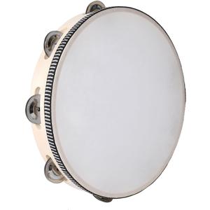 Javik Tambourine Musical Instrument for Adults, 10 Inch Hand Held Tambourines Wooden Drum with Metal Jingles Percussion Instruments for Church Party KTV Games