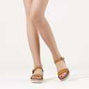 DREAM PAIRS Women’s Open Toe Ankle Strap Espadrille Casual Flatform Platform Wedge Sandals,Size 7.5,Tan/Pu,SUNNA