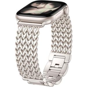 Metal Band Compatible with Apple Watch Bands for Women 40mm 41mm 42mm 38mm 44mm 45mm 46mm 49mm, Dressy Stainless Steel Link Bracelet, Designer Strap for iWatch Series 11/SE/10/9/8/7/6/5/4/3/2/1/Ultra