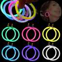Cunno 18 Pairs Glow Hoop Earrings Sticks Glow in the Dark Party Supplies Halloween Party Decorations Neon Earrings in Assorted Colors Halloween Costume Accessories Rave Parties Concerts