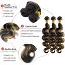 BilltiiWW Highlights P1B27 Body Wave Bundles Black Mixed With #27 Weave Brazilian Soft and Silky for Black Women 18 20 22 Inch