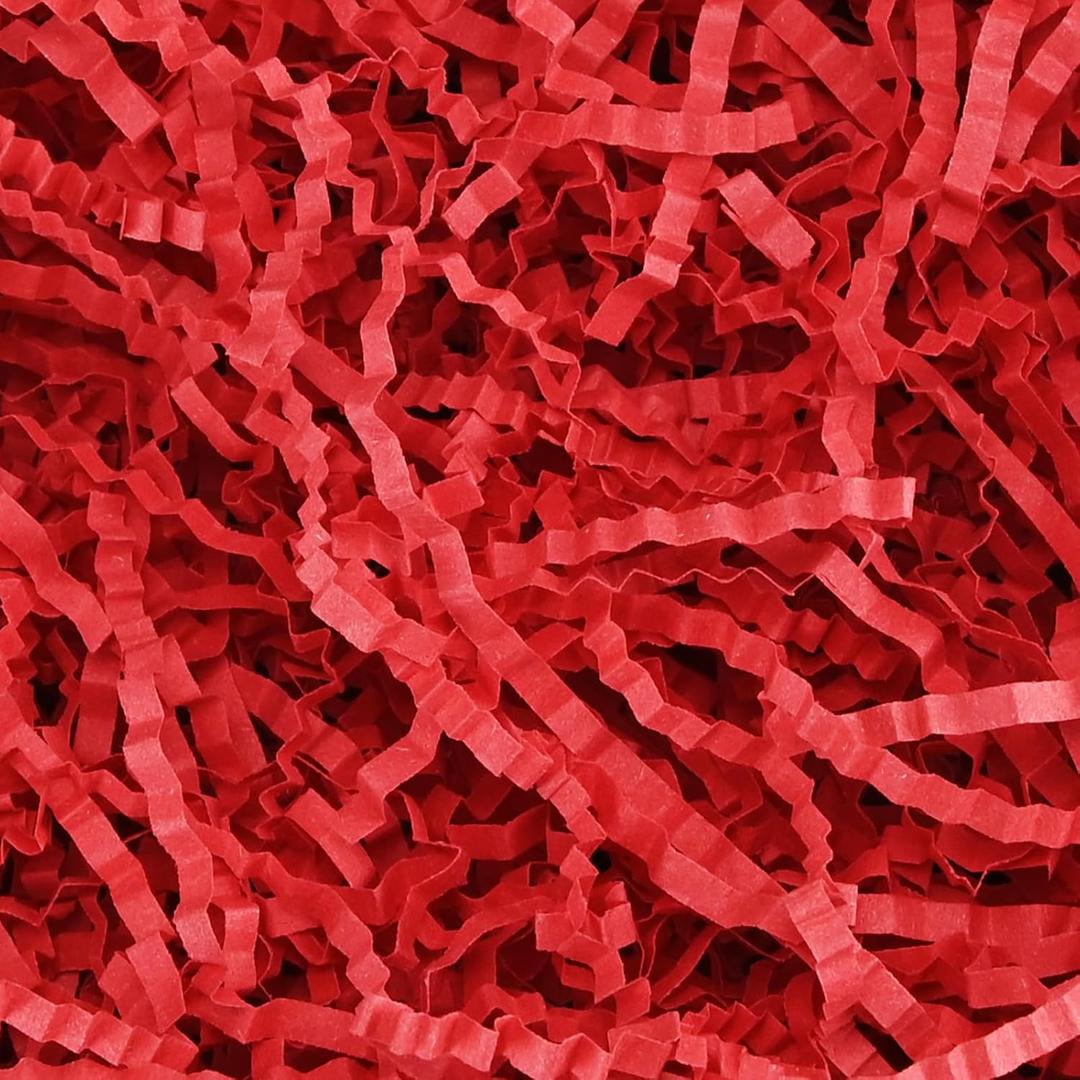 Raissily 1.5LB/ 700g Crinkle Cut Paper Shred Filler, Packing Grass Cushion Paper for Christmas Wedding Birthday Anniversaries Easter Engagement Gift Confetti Box Bag Basket Filling Decoration -Red