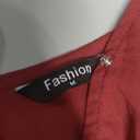 DEEP SELF Women's Summer V Neck Tie Strap Maxi Dress Halter Ruffle Hem Long Dresses Spaghetti Strap Long Flowy Dresses, Rusty Red, Medium