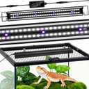 16-INCH LED UVB Light for Reptiles, LED Reptile Light Fixture Controller with Dimming and 4 UVI Modes, 15W Aluminum UVA UVB Lamp for Turtles, Snakes, and Bearded Dragons, 6500K