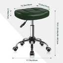 BFTOU 6-Square Lattice PU Swivel Stool with Wheel for Work SPA Shop Massage Height-Adjustable and Cost-Effective Rolling Stool Chair (Green), Seat: 17.7" x 17.7" x 19.3"; Base: 17.7" diameter