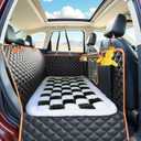 Backseat Pet Bed Mat, Fit for Backseat Extenders,Plaid Dog Bed for Car Back Seat,Non-Slip Travel Pet Pad for Car, SUV, Truck, Couch Cover, Washable Backseat Cushion(Black and White,24.8" x 54")