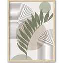 HesenDot 12x16in Sage Green Framed Wall Art, Abstract Leaf Geometric Design, Boho Minimalist Art Poster, Green Tones Botanical Canvas Print, Modern Home Decor for Living Room Bedroom Office, Set of 1