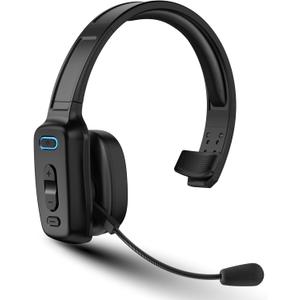 Bluetooth Headset, 60hrs AI Noise Canceling V5.2 Over Head Headphones, Single Ear Trucker Wireless Headset with Mic, Mute Button, Multipoint, for Phones PC Computer Truck Driver Office Work - Black