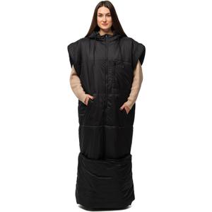 Adult Wearable Sleeping Bag with Hoodie, Sleeveless Design Adjustable Drawstring Waterproof Wearable Sleeping Bag Ideal for Camping, Cold Weather (Black)