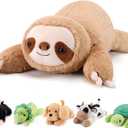 Gnomantic Sloth Weighted Stuffed Animals - 28 Inch 5.0 Pounds Weighted Plushies Sloth Stuffed Animal - Large Plush Pillow - Cute Plush Toy Gifts for Kids & Adults (28" 5.0 lbs)