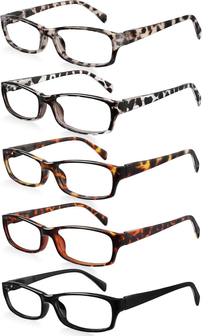 Reading Glasses for Women Men- Blue Light Blocking Spring Hinge Computer Readers Anti Glare UV Eyeglasses (Mix5)