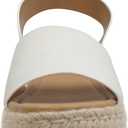 Soda Topic Open Toe Buckle Ankle Strap Espadrilles Flatform Wedge Casual Sandal (Beige)