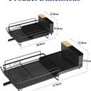 Kitsure Large Dish Drying Rack - Extendable Dish Rack, Multifunctional Dish Rack for Kitchen Counter, Anti-Rust Dish Drainers with Cutlery & Cup Holders 19.2"-26.7" L x 12.9" W, Black