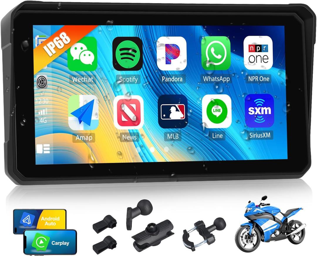 SIXWIN Wireless Motorcycle CarPlay Android Auto 6 Inch Car Play Moto Support TPMS Bluetooth IP68 Waterproof for Motorbike GPS Navigation,Siri,Google Assistant