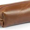 Londo Leather Cosmetic Makeup Pouch & Travel Watch Box. High Quality Stylish Durable Protective Storage Organizer for Toiletries & Versatile Accessories (Light Brown)