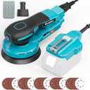 Ecarke 5-Inch Random Orbital Sander Compatible with Makita 18V Battery, 350W Brushless Palm Sander, 12,000 RPM 6 Variable Speed with 20PCS Sandpapers, Dust Bag for Woodworking, No Battery