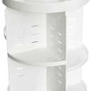360 Degree Rotation Storage Box Makeup Organizer Cosmetic Storage Box Circle with Tray Storage Cosmetic Makeup Organizer Case (D)