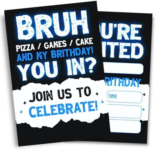 Set of 2 pack, Doguiei Pizza, Games & Cake Birthday Party Invitations, Party Invitations Card for Boys (30 Cards & 30 Envelopes)