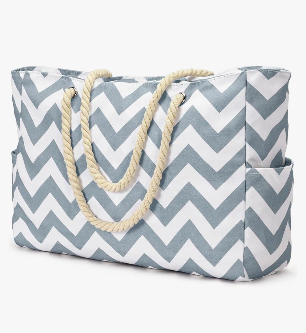 Becokan Beach Bags for Women Large Waterproof Beach Tote Bag Zipper Beach Bags Waterproof Sandproof Swim Pool Bag Large Tote