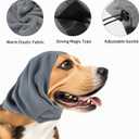 Dog Calming Hoodie with Noise Canceling Ear Muffs - No Shake Ear Wrap for Anxiety Relief, Fireworks & Thunder, Grooming & Force Drying, Head Cover for Hematoma Prevention, Comfort Fit, Grey (Medium)