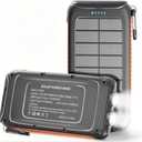 Solar Charger Power Bank 49800mAh, Portable Solar Phone Charger with 2 USB-A & USB-C Ports, 15W Fast Charging for iPhone, Samsung and More, Dual Flashlightfor Camping, Travel & Emergency Backup