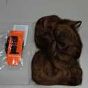 2PCS Messy Bun Hair Piece Tousled Updo with Tendrils Wavy Curly Hair Bun Scrunchies Ponytail Extension Elastic Band Hairpieces For Women (Light Brown)