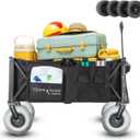 310L Extra/Large Foldable Wagon Cart, 47 550LB Inlfatable Beach & All-Terrain Wheels, Utility Cart for Garden, Fishing, Groceries, Sports  Built-in Cooler Pouch, Storage Pockets & Cupholders (Wagon+Wheels (Extra Large))
