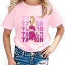 Girl Country Music T-Shirt - Kids Singer Letters Graphic Birthday Shirts Gifts Fan Song Tour Concert Outfit Top(Pink,130,15021b) Medium
