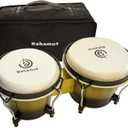 BAHAMUT Bongo Drum Set, 6"+7" Wooden Bongos Gift for Adults & Kids Beginners, Ideal Percussion for Education and Practice, Comes with Tuning Wrench & Waterproof Bag (Green)