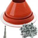 #6 High Temp Silicone Metal Roof Pipe Flashing Boot - Roof Vent Boot for Pipe OD 5" to 9" - Roof Vent Cover for Stove Pipe, Chimney, HVAC Ducts & Plumbing Vents with Roofing Screws & Hex Socket