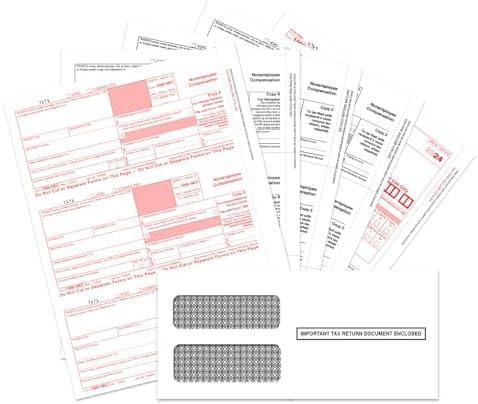 1099 NEC Forms 2024, 4 Part Tax Forms Kit, 25 Vendor Kit of Laser Forms Designed for QuickBooks and Accounting Software, 25 Self Seal Envelopes Included