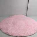 OLANLY Pink Round Rugs for Bedroom - Machine Washable, 4 ft Circle Area Rugs for Living Room, Soft and Fluffy Shaggy Carpet for Teen Girls and Boys, Nursery Rooms, Dorms, Home Decor Aesthetic