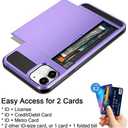 Vofolen Case for iPhone 11 Case Wallet Credit Card Holder ID Slot Sliding Door Hidden Pocket Anti-Scratch Dual Layer Hybrid Bumper Armor Protective Hard Shell Back Cover for iPhone 11 6.1 Light Purple
