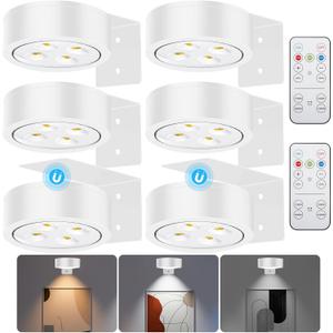 Picture Lights for Wall, 3 Lighting Modes Magnetic Art Display Light,Battery Operated Led Painting Light with Remote Control Dimmable & Timer,6Pack White