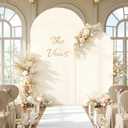 7.2FT 6FT Arch Backdrop Cover for Wedding, Set of 2 Stretchy Spandex Fitted Arch Stand Cover for Baby Shower, Birthday Party Decor, Chiara Backdrop Cover with Double-Sided Design(Beige)