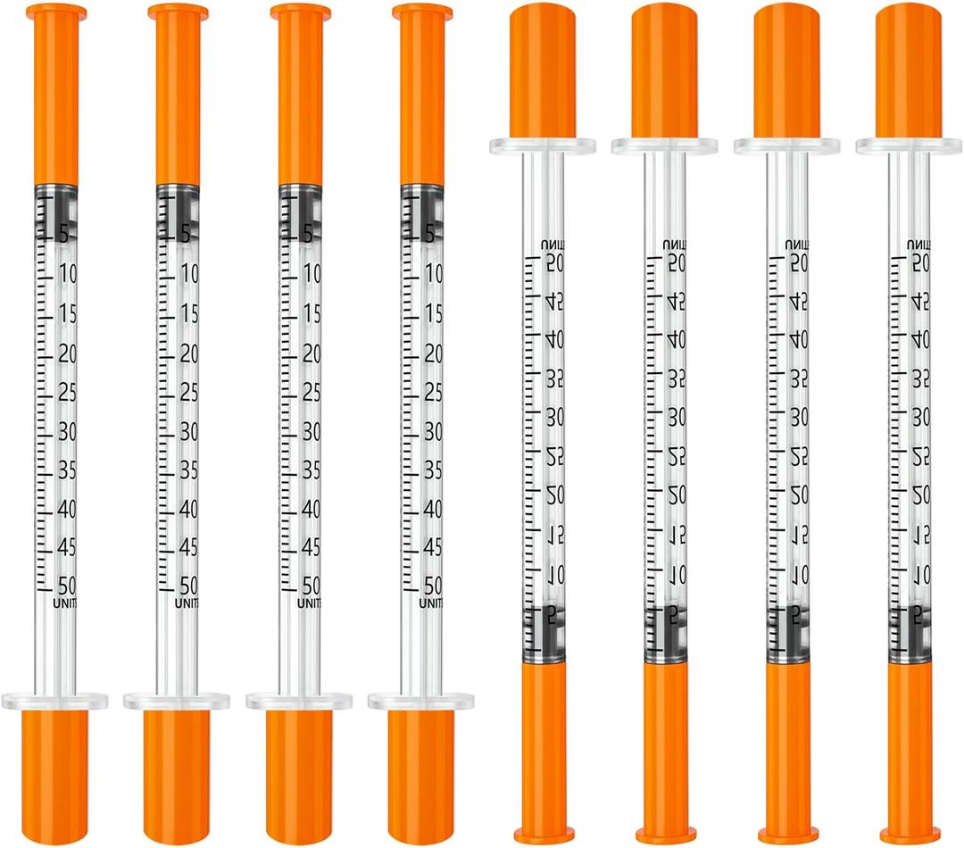 jeringas con agujas para inyectar, 0.5mL 31G 5/16" (8mm) jeringas de insulina, Individually Wrapped, 100 Pack