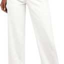 PRETTYGARDEN Wide Leg Jeans for Women Trendy High Waisted Stretchy Baggy Raw Hem Denim Palazzo Pants 2026 Spring Fall Clothes, White, 16