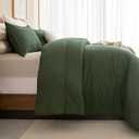 Sanracie Olive Green Oversized King Plus Comforter 128 * 120, Cotton Dark Green Pinch Pleat Bedding Comforers Set, 3pc Aesthetic Comforter Super King Soft Lightweight Bed Set All Season