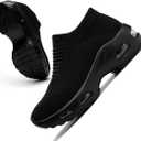 MRIP Women Walking Shoes Mesh Sneakers for Shoes for Slip on Sock Sneakers Women Nurse Loafers Light Weight Air Cushion Running Work Shoes (9.5, Allblack)