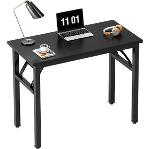 Need 31.5 Inch Folding Computer Desk for Small Spaces, Black Study Foldable Writing Table for Home Office, Bedroom, Dorm Room & Student, No Assembly