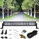 Auxbeam 22 Inch LED Light Bar 120W, 12000 Lumens Waterproof Off Road Work Light Driving Lights, 5D Lens Double Row Spot Flood Combo Fog Light with Wiring Harness for Truck Pickup Jeep SUV ATV UTV