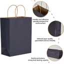 RACETOP 100 Pack 8x4.5x10.8 Inch Medium Navy Blue Paper Gift Bags with Handles Bulk, Kraft Bags, Shopping Bags for Boutique, Wedding Party Favor, Merchandise, Retail, Small Business, Bulk
