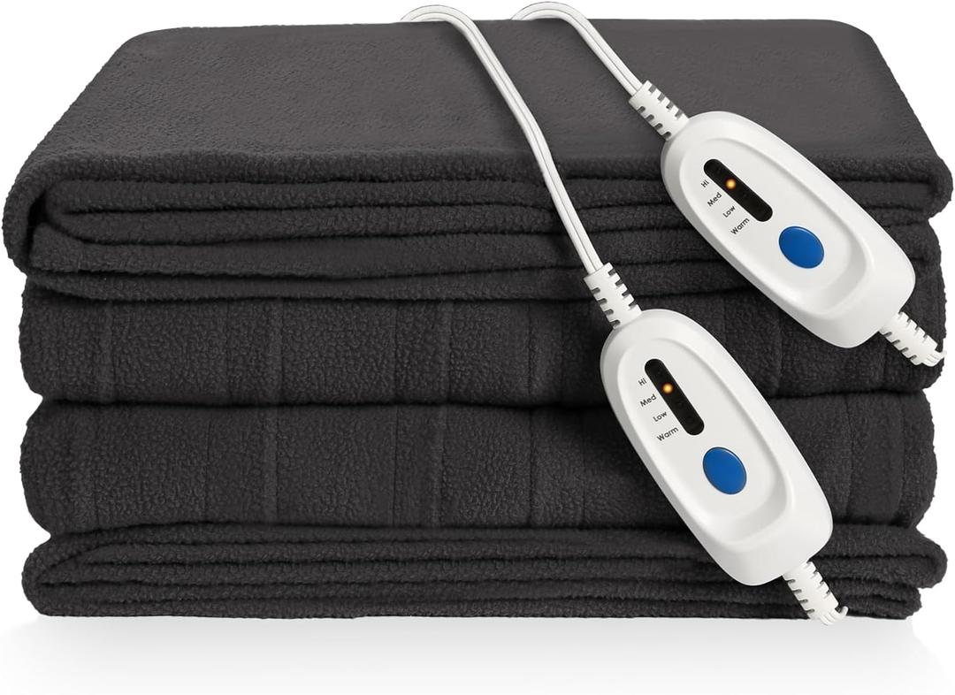 Electric Heated Blanket Queen Size 84"x90" Microplush Cover Blanket 4 Heat Settings & 10 Hours Auto Off, Cozy & Breathable, Warm All Night, Iron Grey